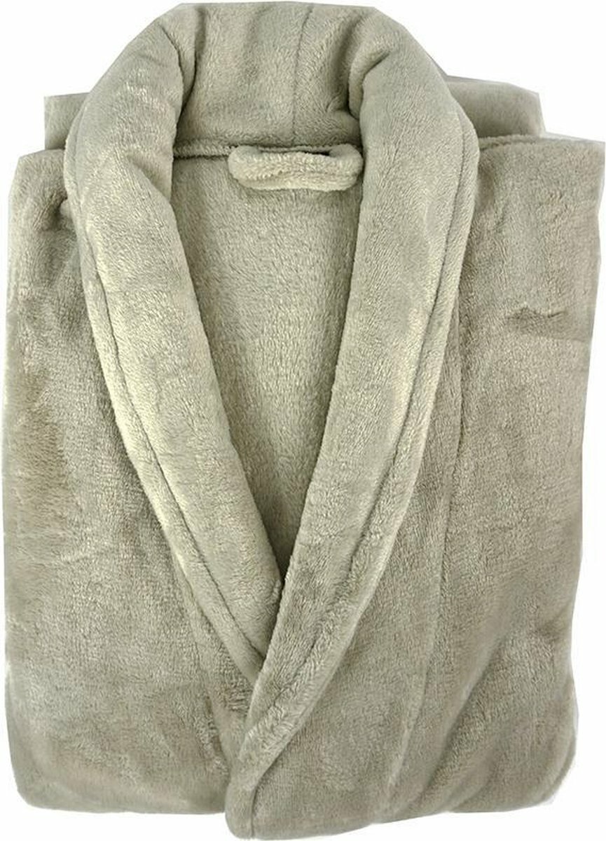 GAEVE | Zest - badjas - heerlijk warm, zacht fleece - Beige - maat L / XL