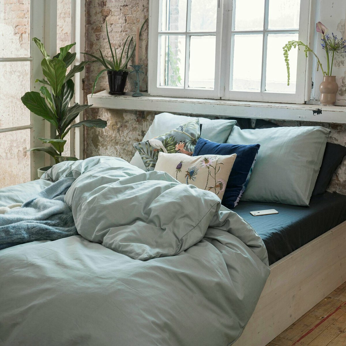 Dindi Home Dekbedovertrek Plain Beauty - 140x220 - 100% katoen - Groen