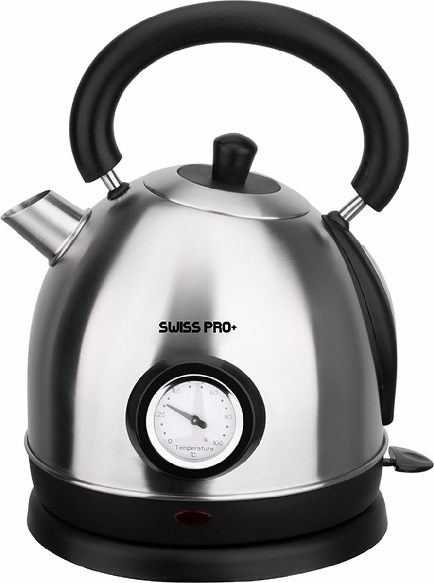 Swiss Pro+ SP-WK2200BS - retro waterkoker 1.8 L - 2200W - Zilver - 1.8 liter