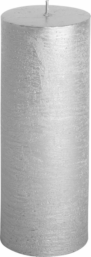 Rustieke kaars ø7x18cm zilver - Gusta