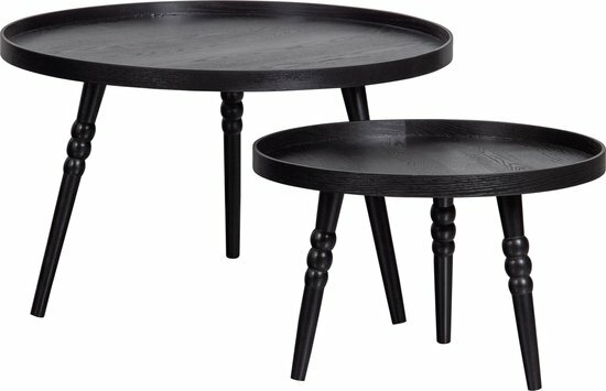 WOOOD Exclusive Ponto Bijzettafel - Hout - Zwart - 45x55x55