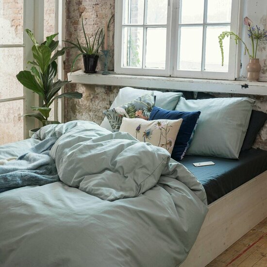 Dindi Home Dekbedovertrek Plain Beauty - 140x220 - 100% katoen - Groen
