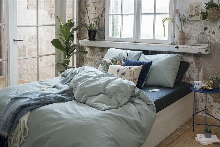 Dindi Home Dekbedovertrek Plain Beauty - 140x220 - 100% katoen - Groen