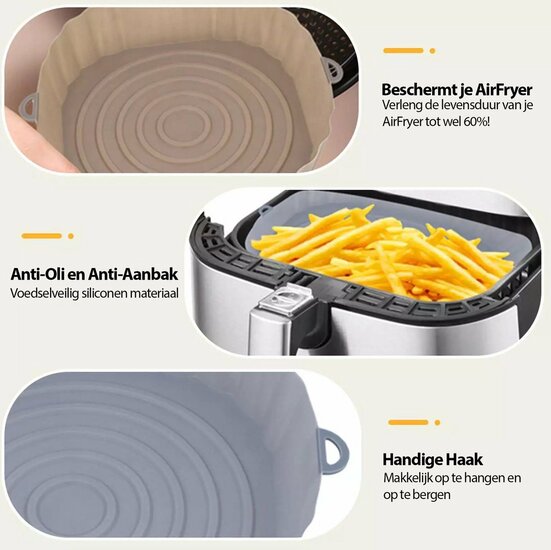 Siliconen AirFryer Mandje &ndash; Herbruikbaar &amp; Kleurrijk Bakaccessoire