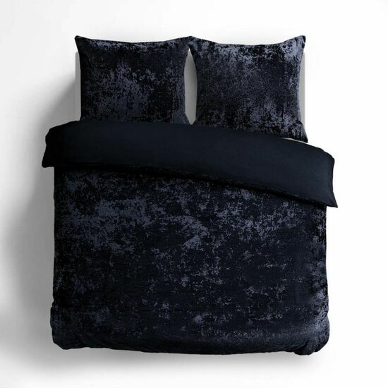 Crushed Zwart Velvet  Fluweel dekbedhoes zwart
