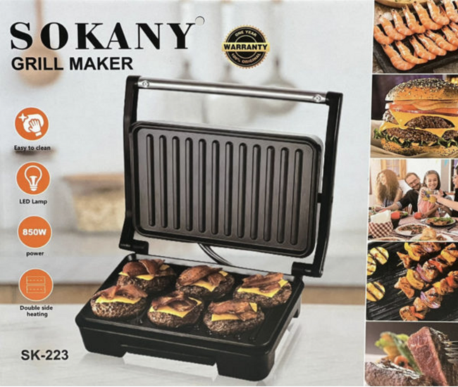SOKANY- SK-223- 850W- Contact Grill -Sandwich Toaster- Panini Maker -Electric Grill