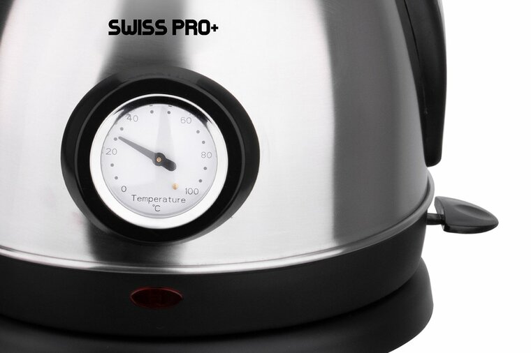 Swiss Pro+ SP-WK2200BS - retro waterkoker 1.8 L - 2200W - Zilver - 1.8 liter