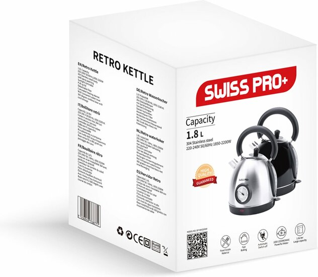 Swiss Pro+ SP-WK2200BC | Retro Waterkoker 1.8L | 2200W - Koper