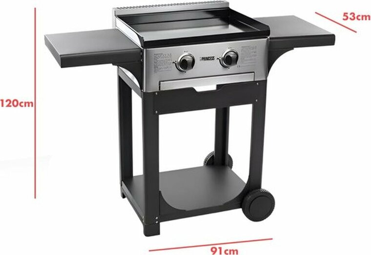 Princess 105055 FR Gasbakplaat met Trolley RVS/Zwart