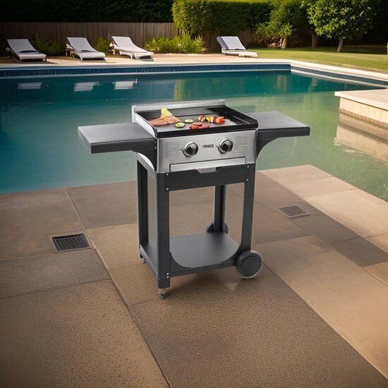 Princess 105055 FR Gasbakplaat met Trolley RVS/Zwart